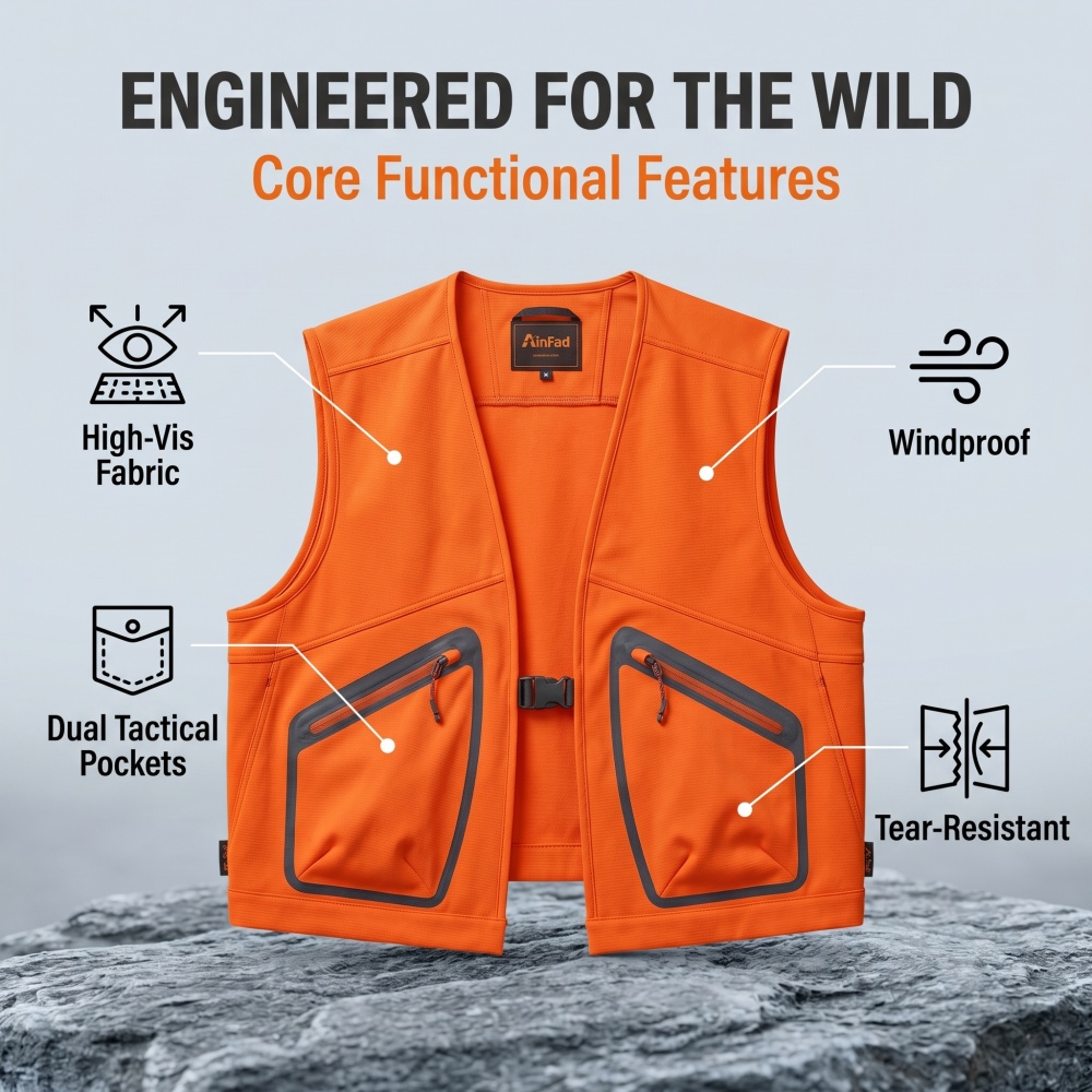 Outdoor Hunting Fleece - Erkekler için Avcılık Yeleği Yüksek Görünürlüklü